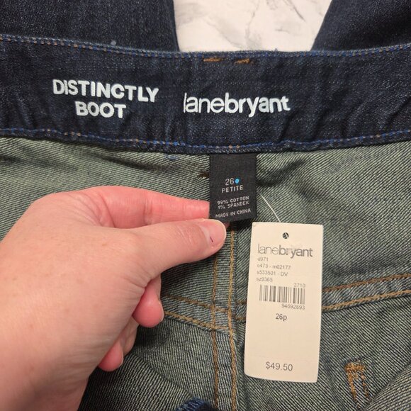 Lane Bryant 26 Petite Dark Wash Denim Blue Distinctly Boot Cut Classic Jeans NWT - Picture 10 of 11